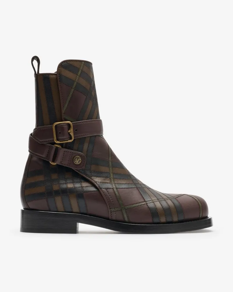 Burberry Jodhpur-Stiefel „Ledger“ aus Leder in Check Truffle-braun