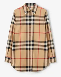 Burberry Baumwollhemd in Check Vintage-beige