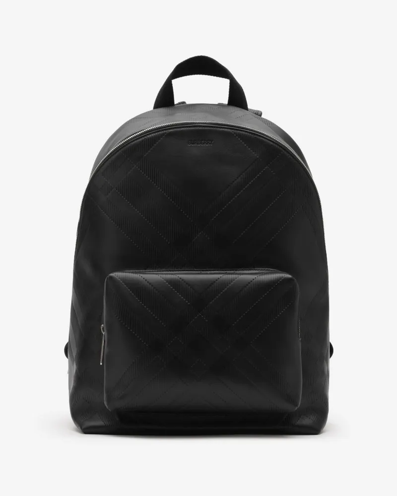 Burberry Embossed Check Backpack Black
