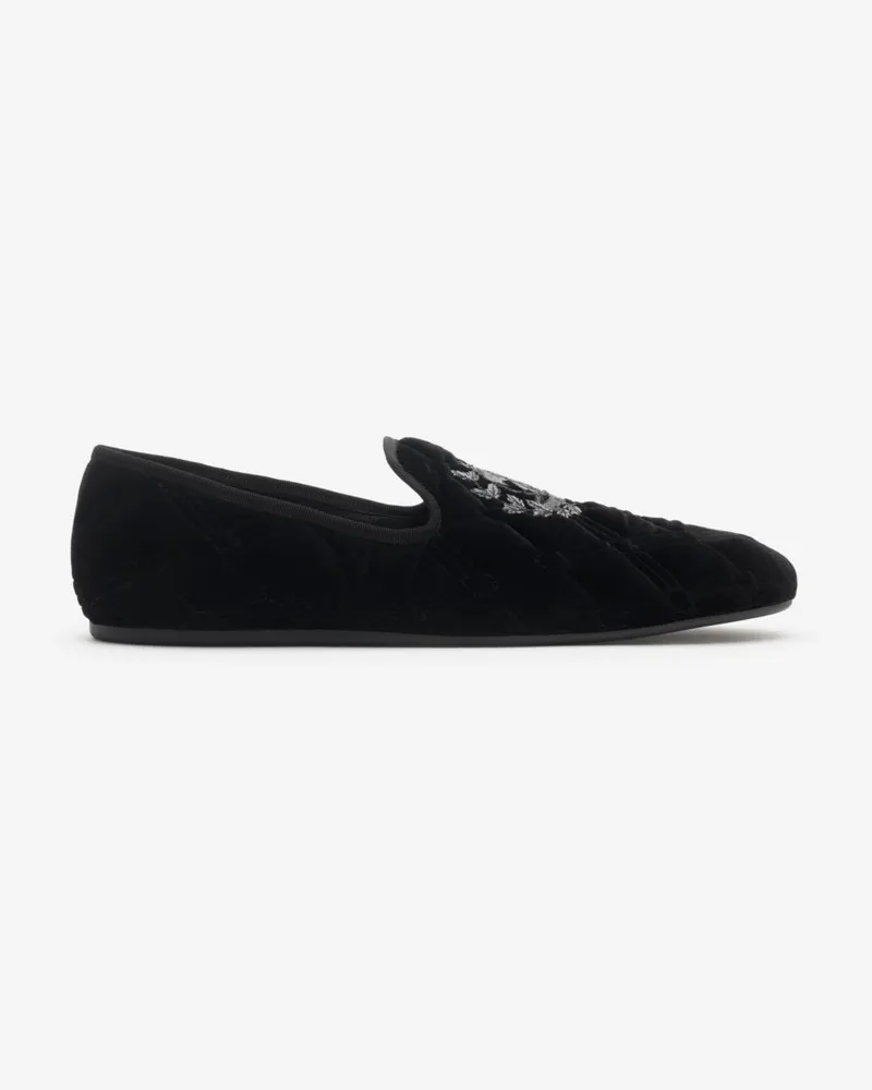 Burberry Loafer „Estate“ aus gestepptem Samt Schwarz