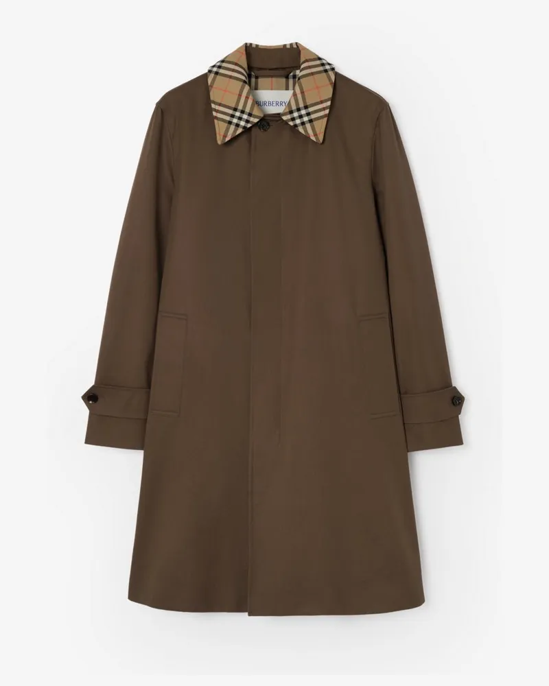 Burberry Mittellanger Car Coat „Camden“ aus Gabardine , Size Sepia