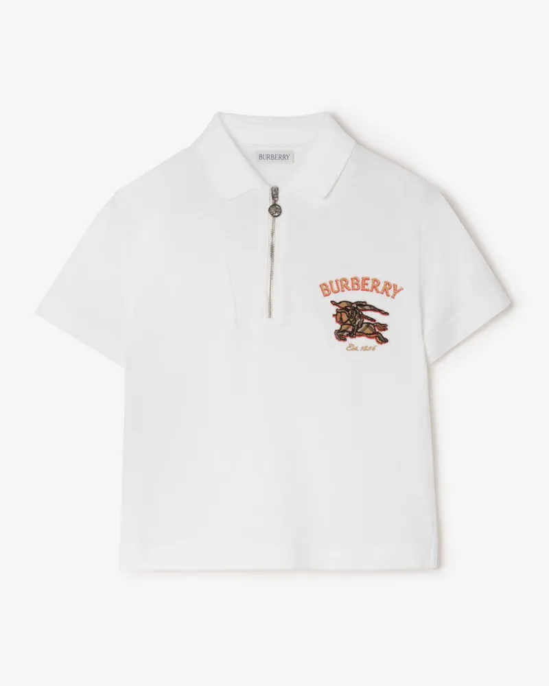 Burberry Baumwoll-Poloshirt mit Knight in Check , Size White