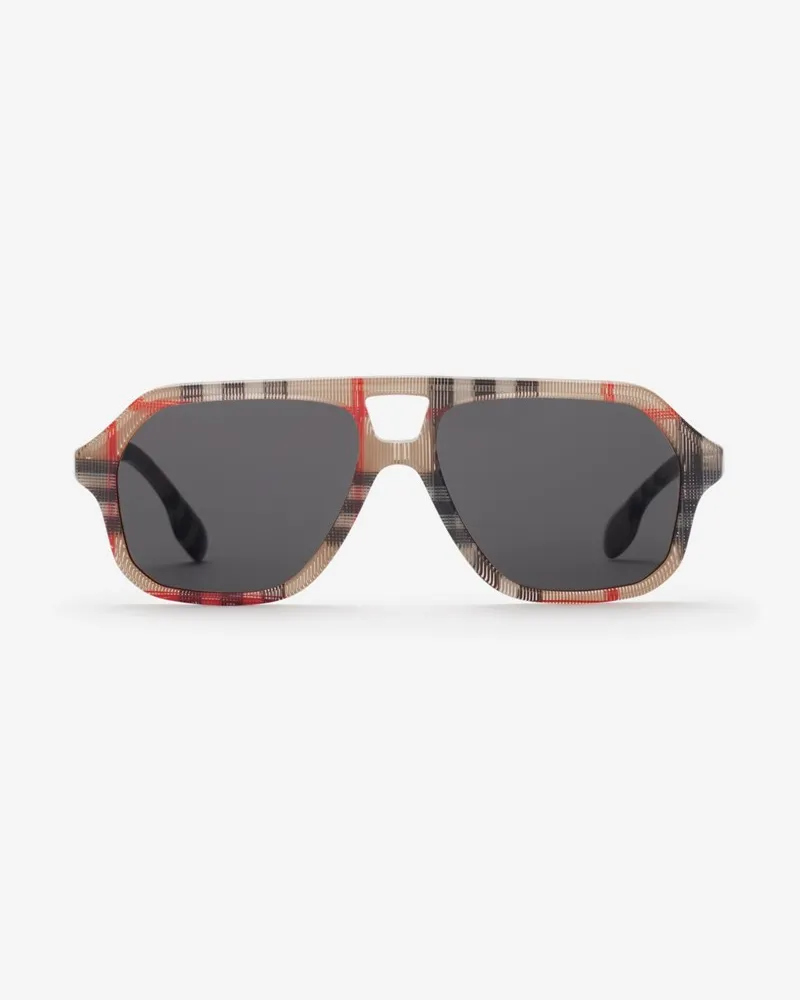 Burberry Pilotensonnenbrille in Check Antikgelb