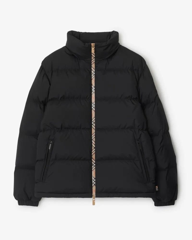 Burberry Wattierte Jacke mit Check-Streifen Schwarz
