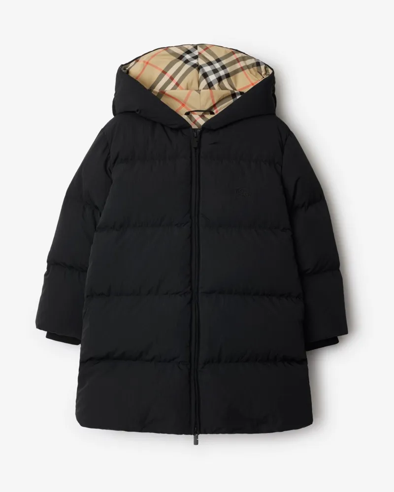 Burberry Wattierter Nylonmantel Schwarz