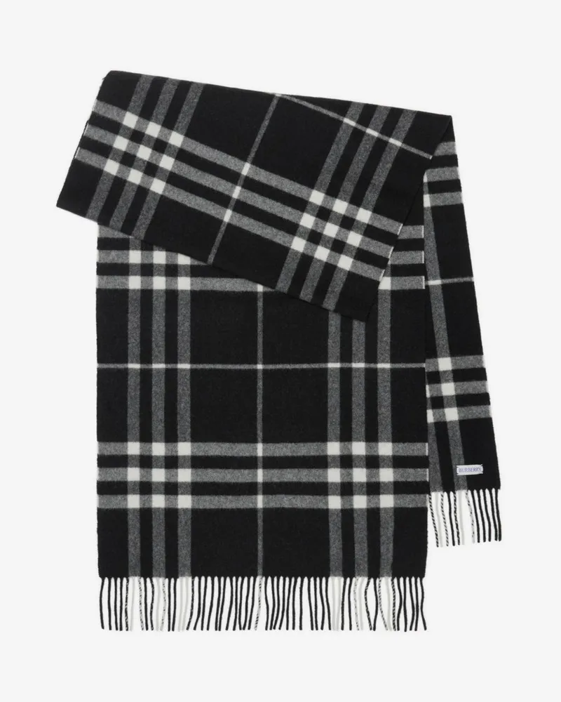 Burberry Breiterer Kaschmirschal in Check Schwarz