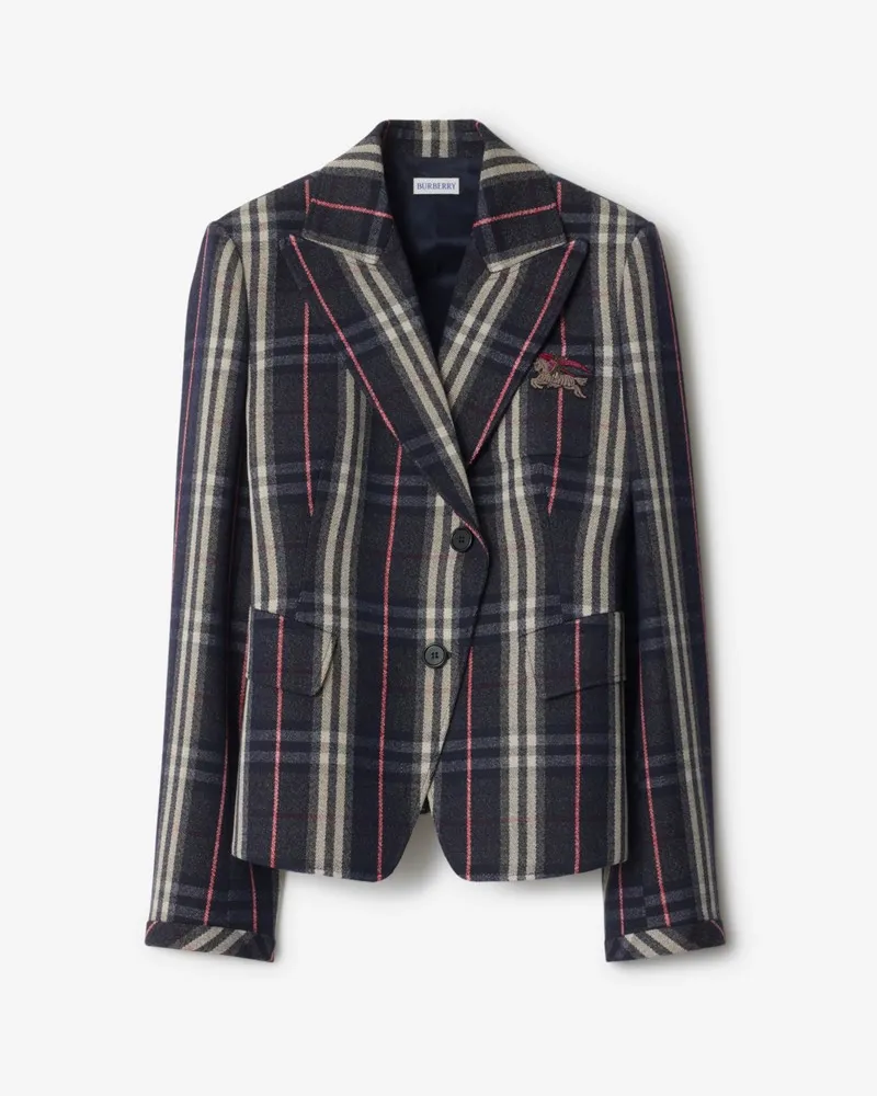 Burberry Wolljackett in Check Donkey-braun
