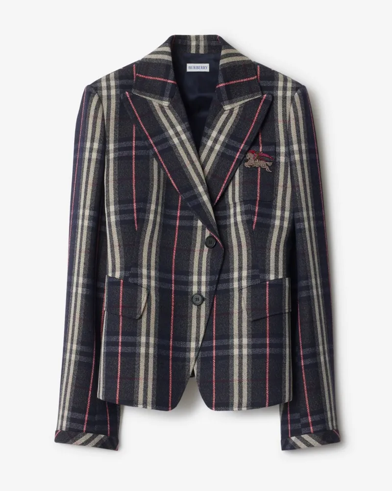 Burberry Wolljackett in Check Donkey-braun