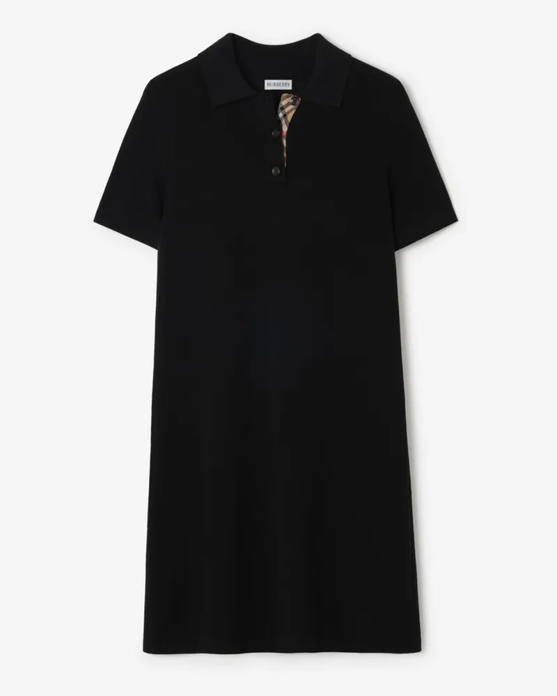 Burberry Poloshirtkleid aus Wolle Black
