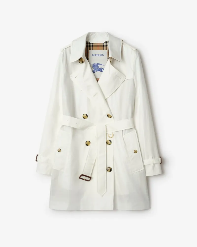 Burberry Kurzer Trenchcoat „Kensington“ aus Tropengabardine , Size Cotton-weiß