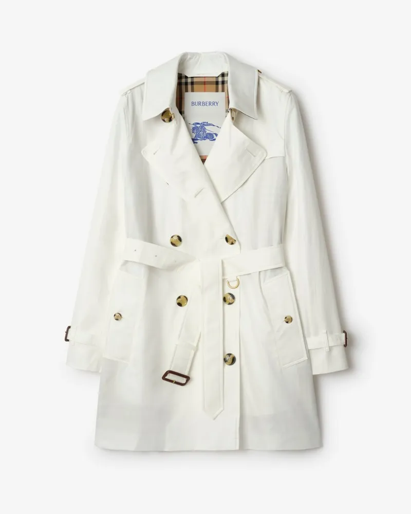 Burberry Kurzer Trenchcoat „Kensington“ aus Tropengabardine Cotton-weiß
