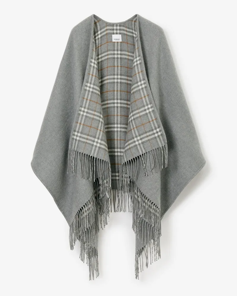Burberry Wendbares Wollcape in Check Grau