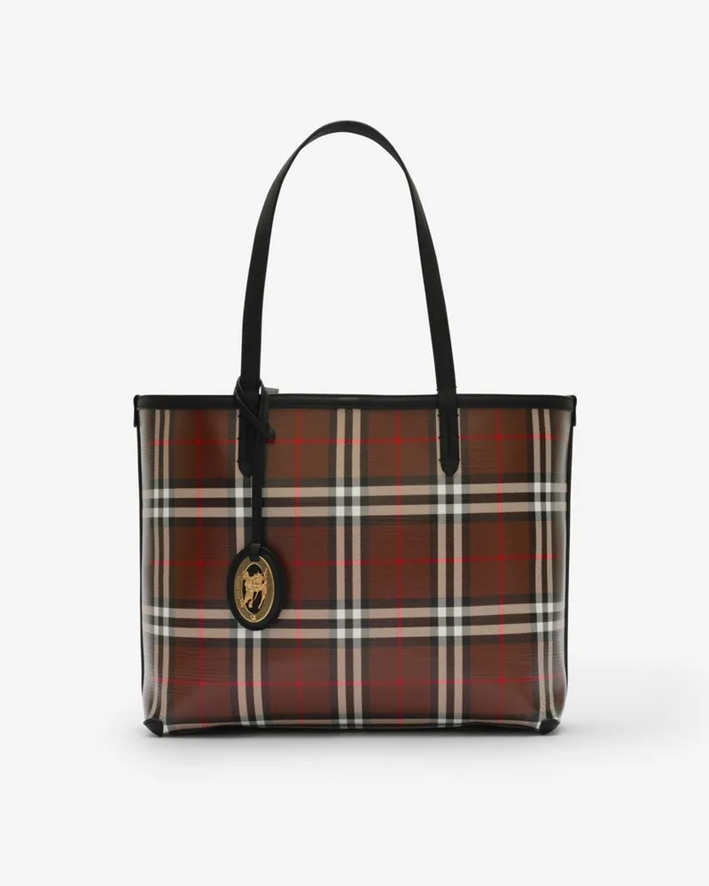Burberry Kleine Henkeltasche in Check Tobacco-braun