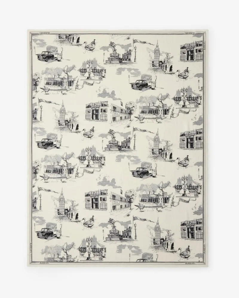 Burberry Woll-Seidenschal mit Londoner Wahrzeichen Monochrome