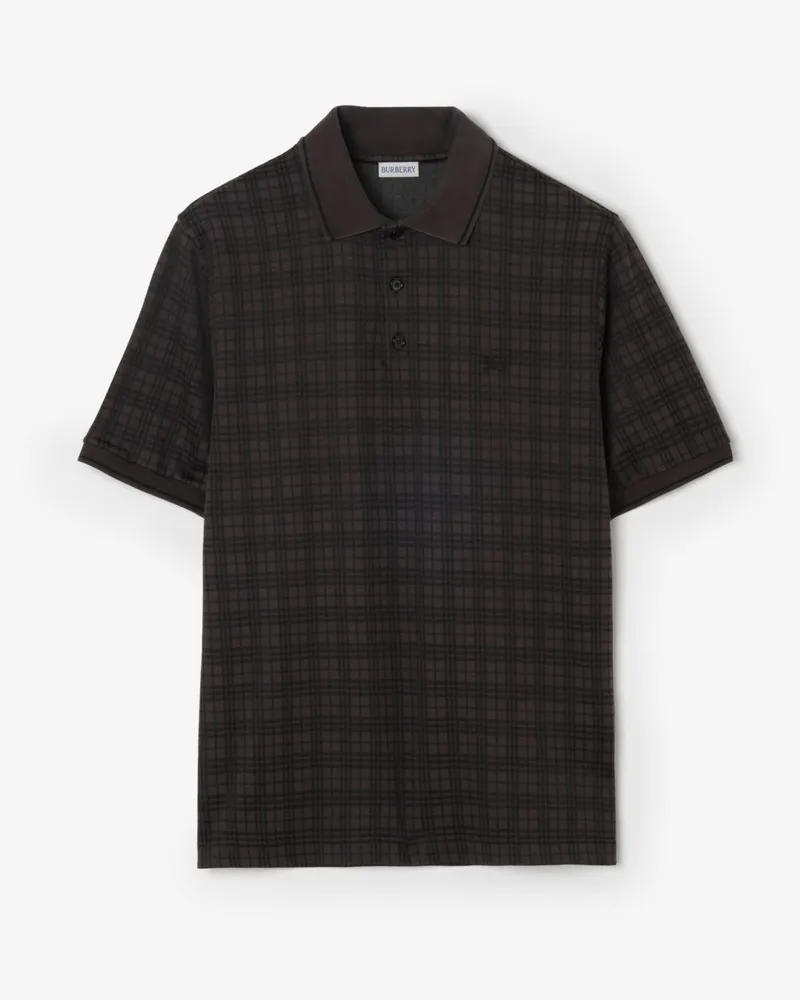 Burberry Baumwollmisch-Poloshirt in Check , Size Coal
