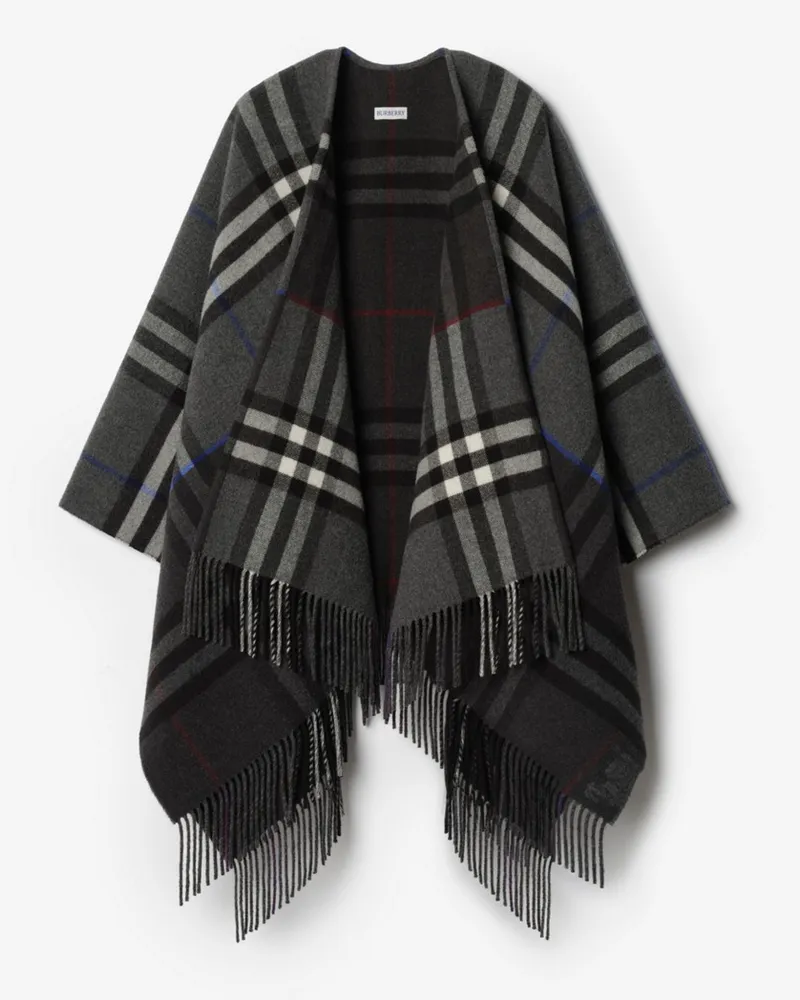Burberry Contrast Check Cashmere Wool Cape Marlborough