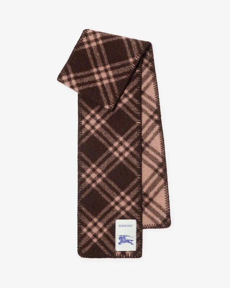 Burberry Schmalerer Wollschal mit Karomuster Bark-braun