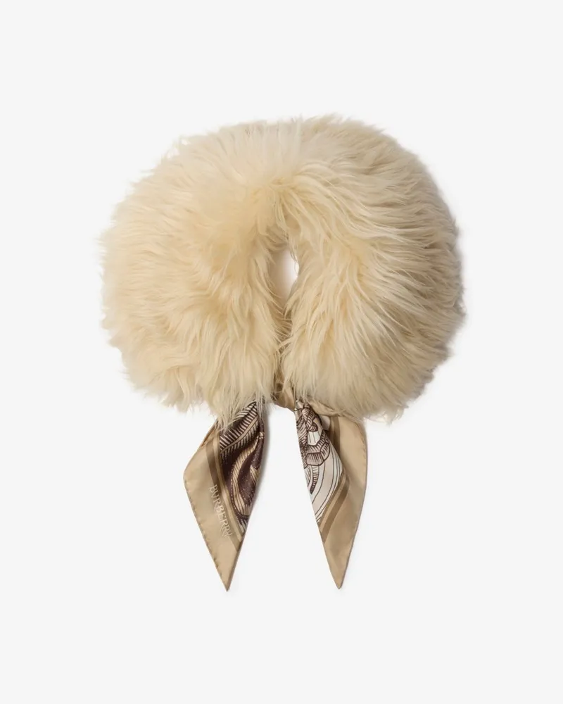 Burberry Lammfellkragen mit Schal-Besatz Taupe-beige