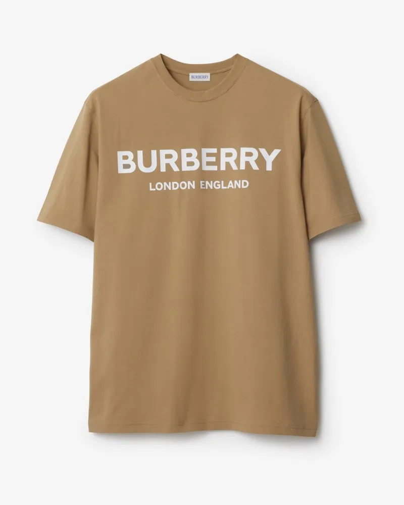 Burberry Baumwoll-T-Shirt mit Logo Vintage-beige