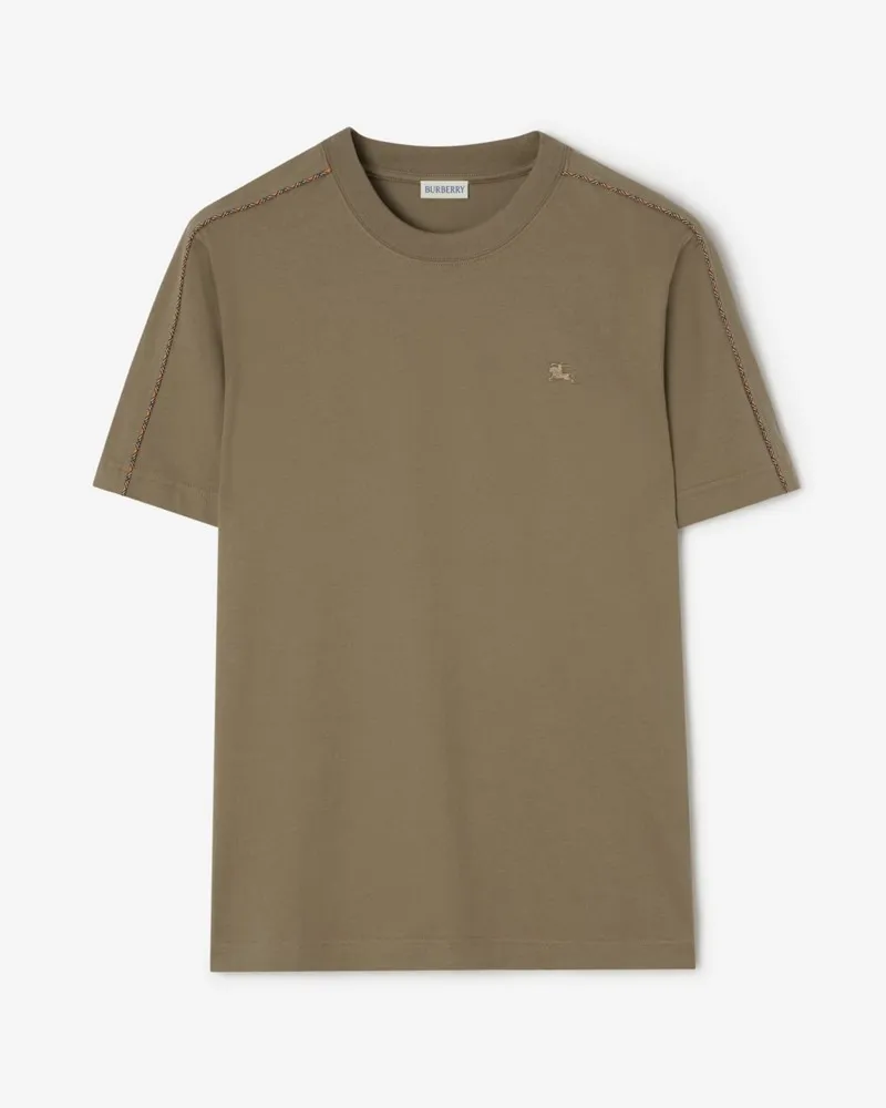 Burberry Baumwoll-T-Shirt mit Paspelierung in Check Finch-braun