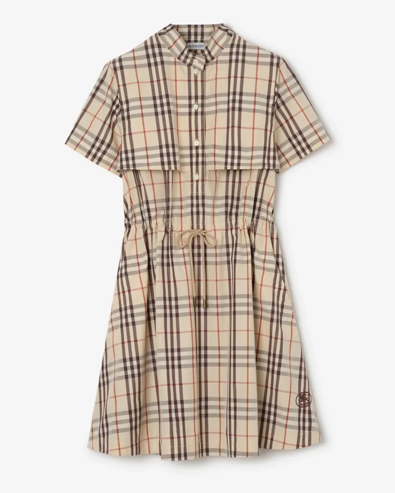 Burberry Baumwollkleid in Check , Size Almond-beige