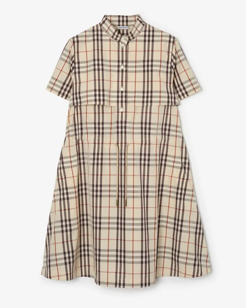 Burberry Baumwollkleid in Check , Size Almond-beige