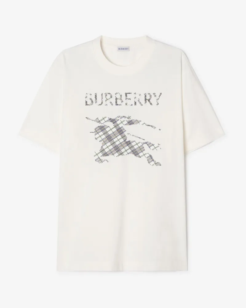 Burberry Baumwoll-T-Shirt mit Knight-Zeichnung Chalk-weiß