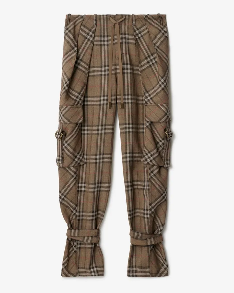 Burberry Seidenmisch-Cargohose in Check Brush