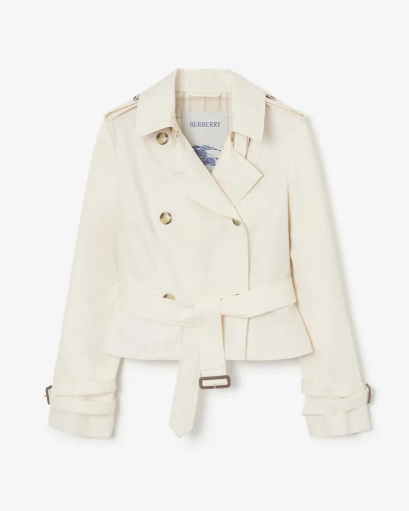 Burberry Cropped-Trenchjacke „Swarby“ aus Tropen-Gabardine , Size Tundra