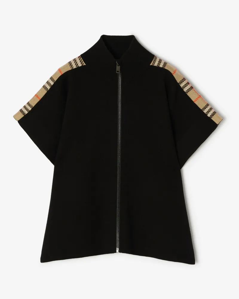 Burberry Wollcape mit Karobesatz Schwarz