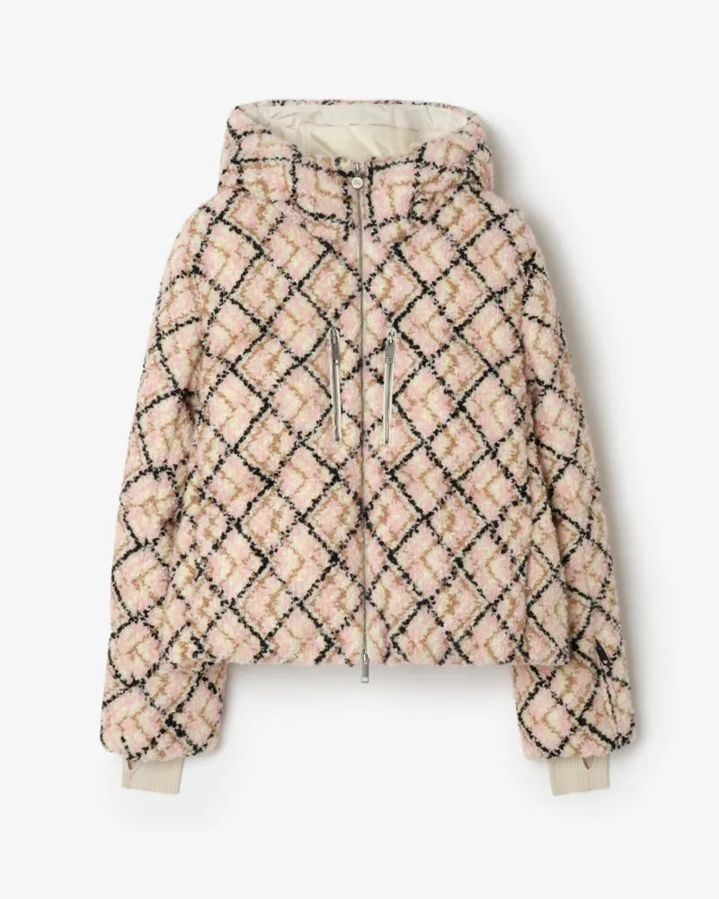 Burberry Wattierte Woll-Mohair-Jacke „Auburn“ in Check Ice