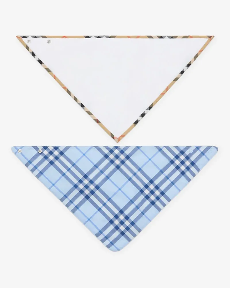 Burberry Zweiteiliges Baumwoll-Lätzchenset mit Check , Size Ice-blau