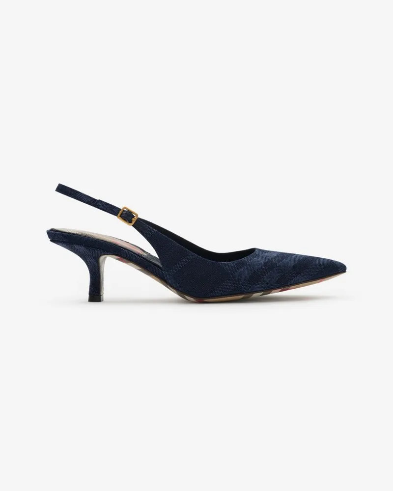 Burberry Slingback-Pumps „Dame“ in Check , Size Denimblau