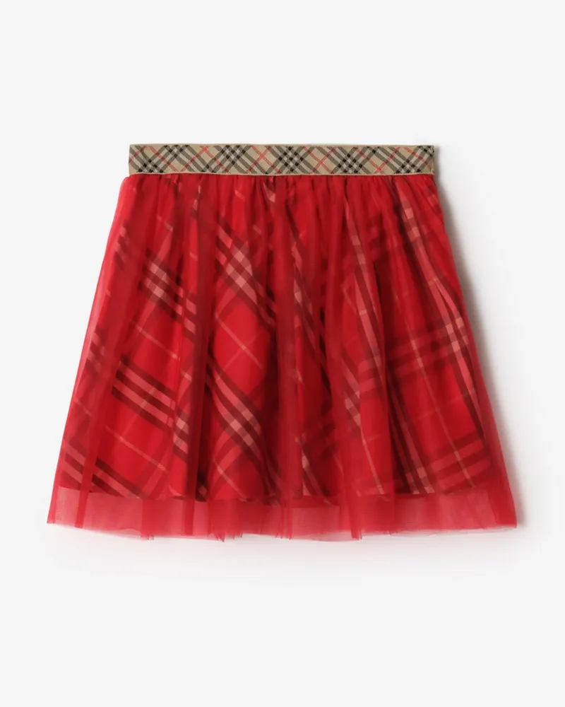 Burberry Tüllrock in Check , Size Crayon-rot