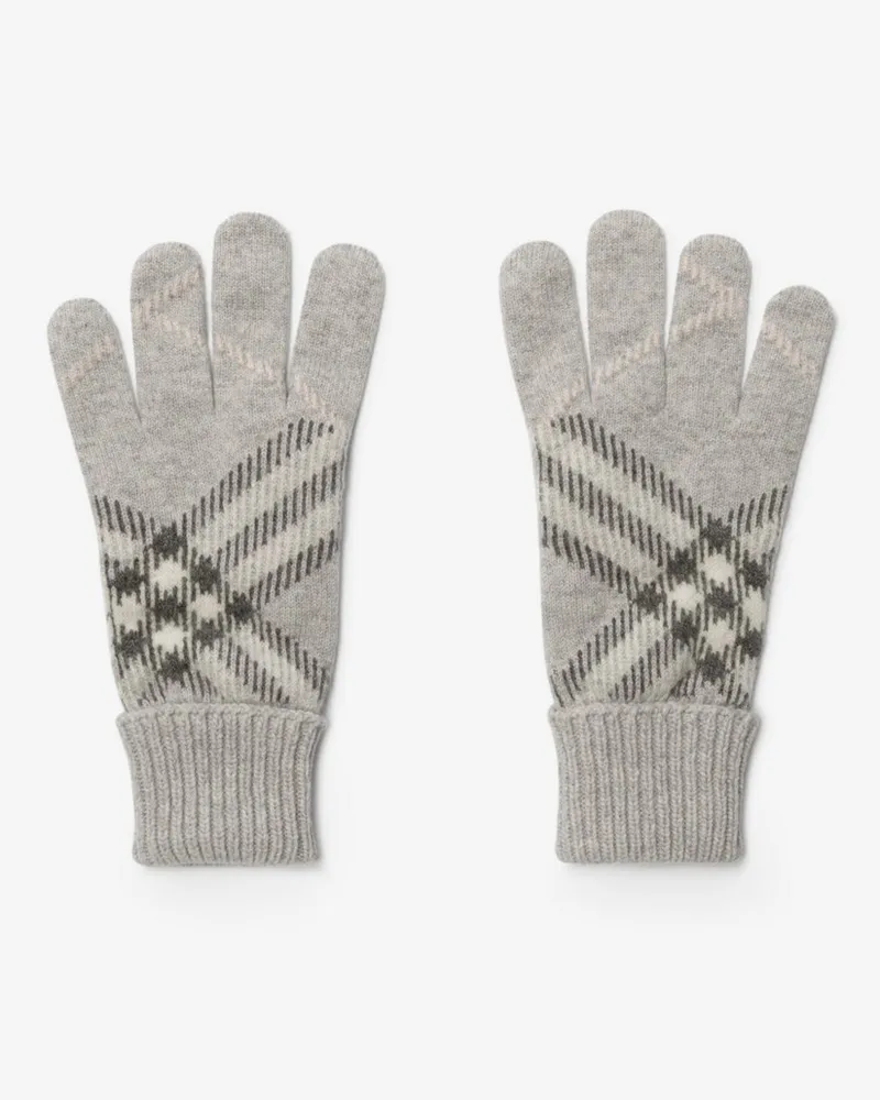 Burberry Handschuhe aus einer Kaschmirmischung in Check , Size Mitten-grau