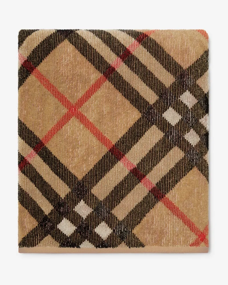 Burberry Baumwollhandtuch in Check Sand-beige
