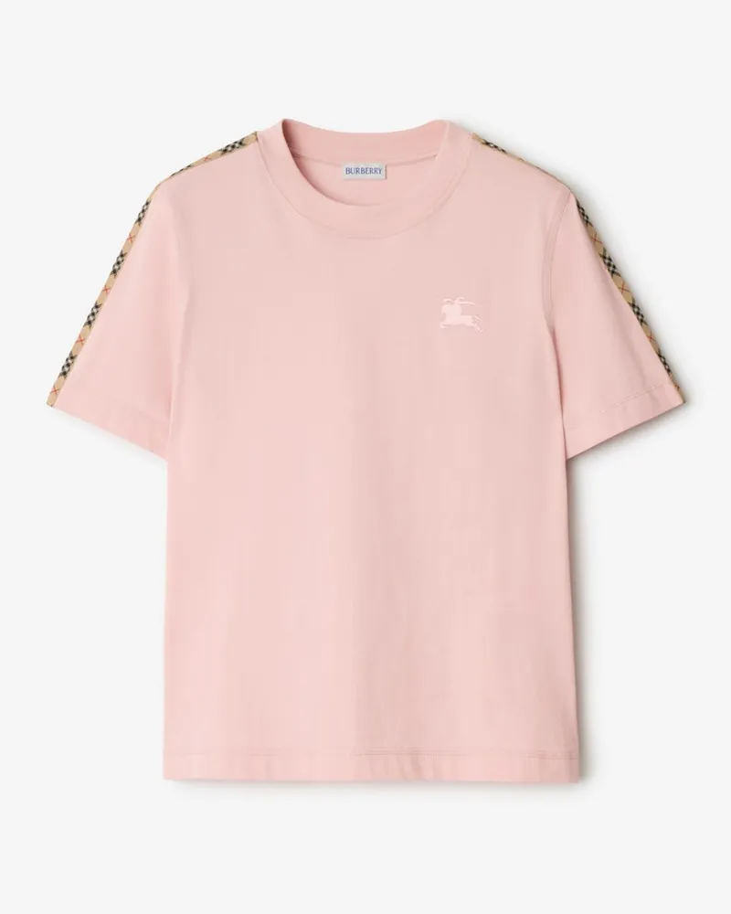 Burberry Baumwoll-T-Shirt mit Check-Besatz , Size Bouquet