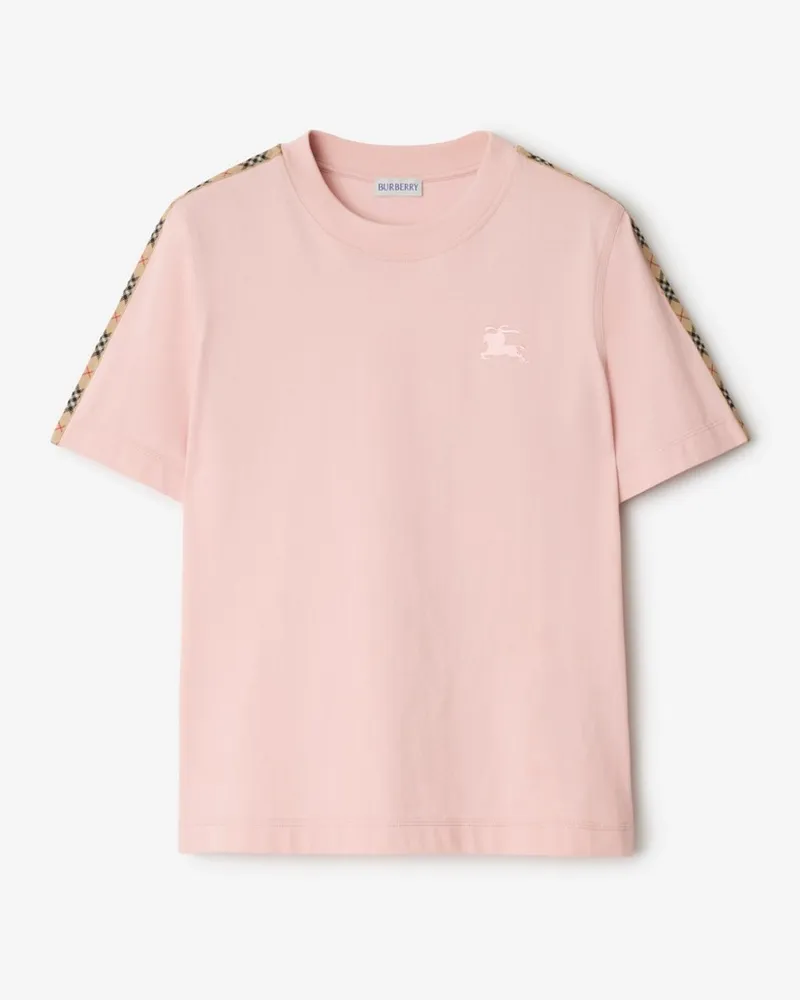 Burberry Baumwoll-T-Shirt mit Check-Besatz Bouquet