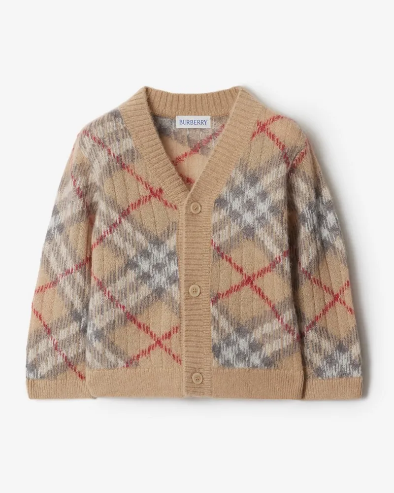 Burberry Alpakawoll-Seidenmisch-Cardigan in Check Helles