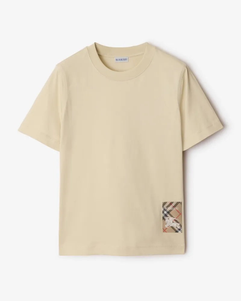 Burberry Baumwoll-T-Shirt mit Check-Label Nutmeg-beige