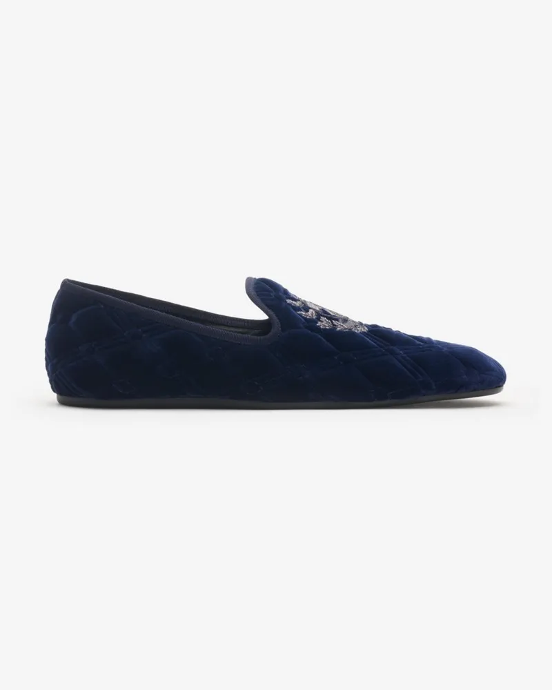 Burberry Loafer „Estate“ aus gestepptem Samt Silhouette-blau