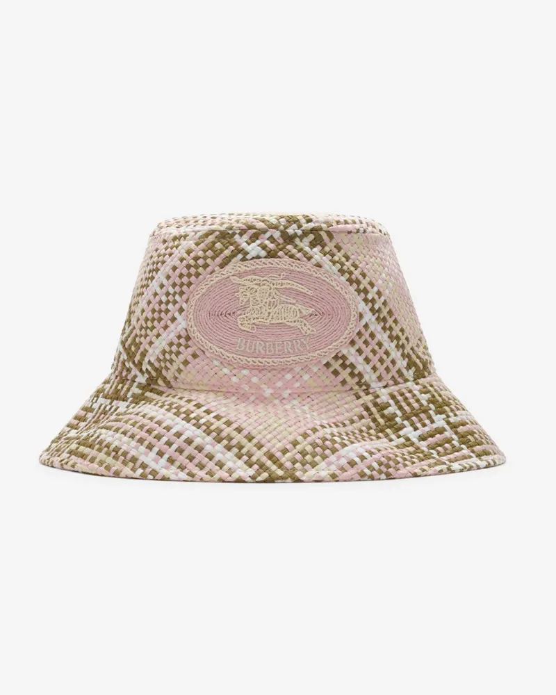 Burberry Fischerhut mit Raffiabast-Effekt und Knight Stamp , Size Mallow-rosa