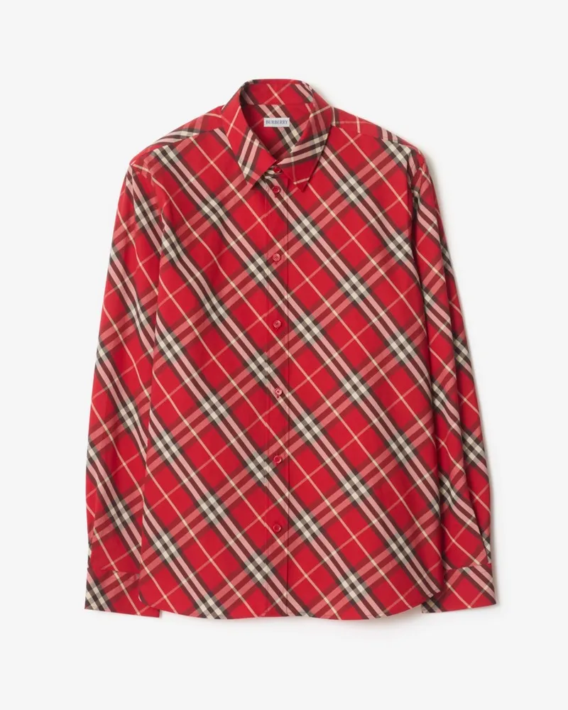 Burberry Legeres Baumwollhemd in Check , Size Crayon-rot