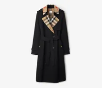 Langer Trenchcoat aus Gabardine mit Check-Kragen , Size