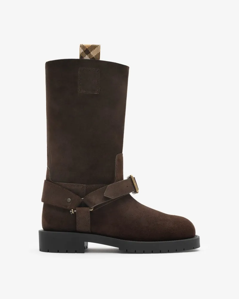 Burberry Weiche Lederstiefel „Saddle“ mit niedrigem Schaft , Size Peat
