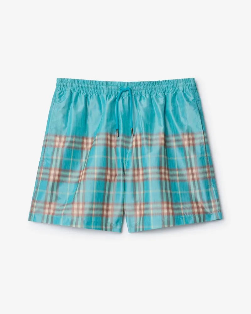 Burberry Schwimmshorts in Check mit Farbverlauf Atom-blau