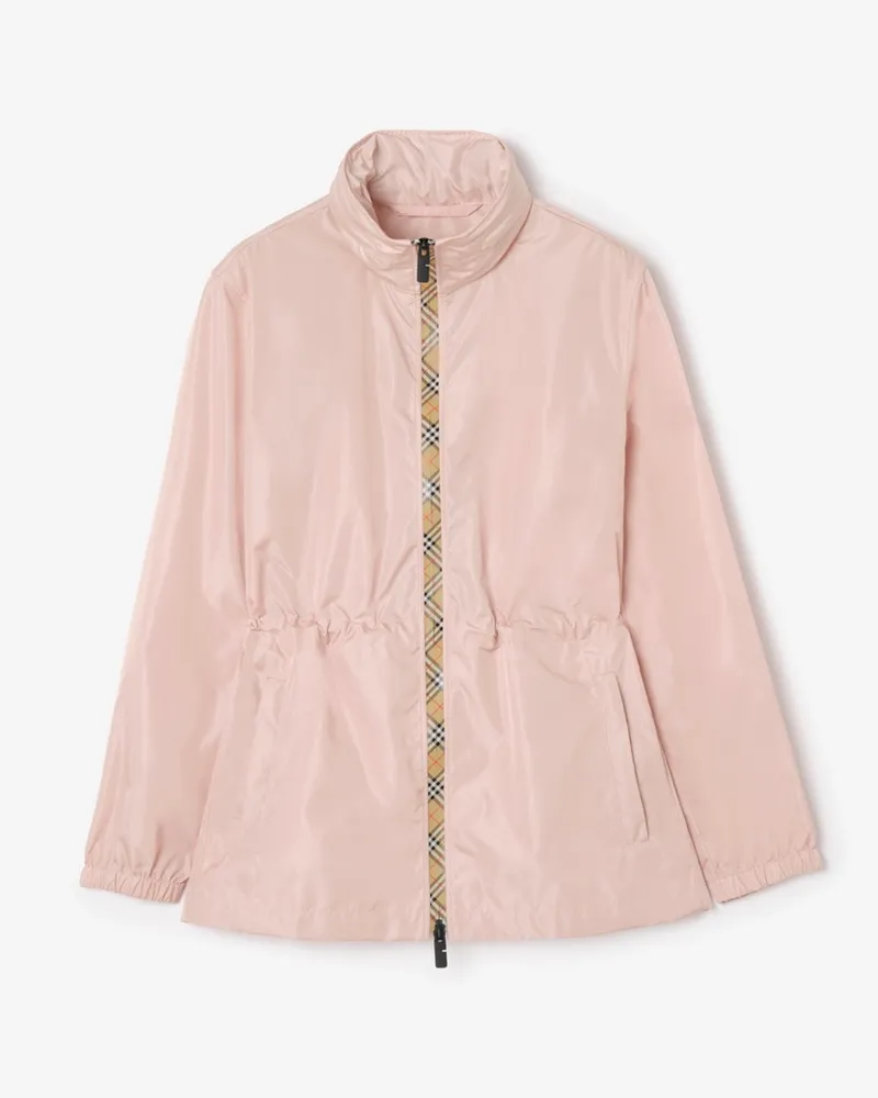 Burberry Kurzer Nylonparka mit Check-Streifen , Size Bouquet-rosa