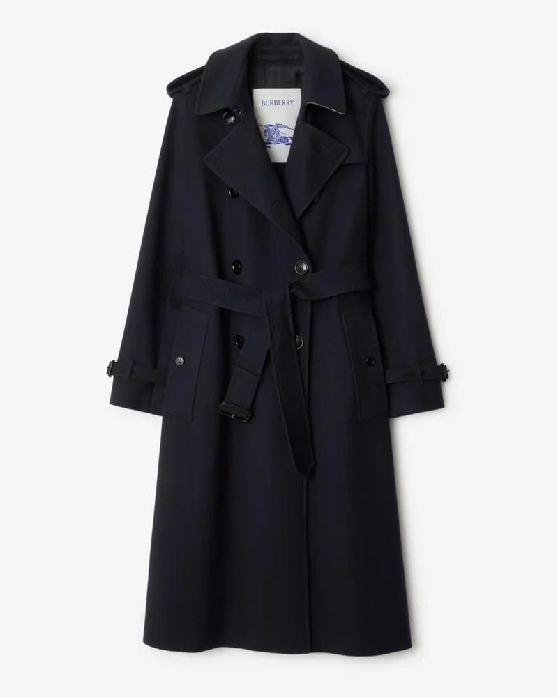 Burberry Langer Kaschmir-Trenchcoat „Kensington Marineblau