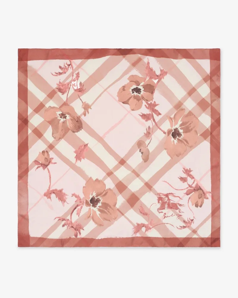 Burberry Watercolour Check Silk Scarf Quartz