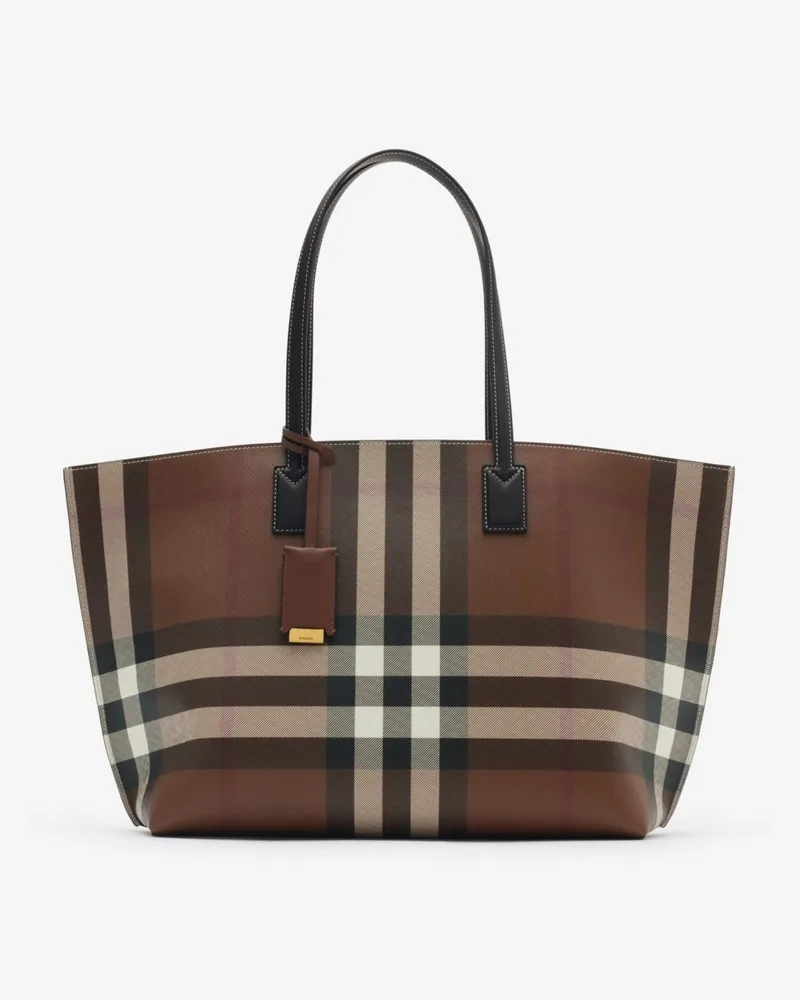 Burberry Mittelgroße Henkeltasche in Check Dunkles